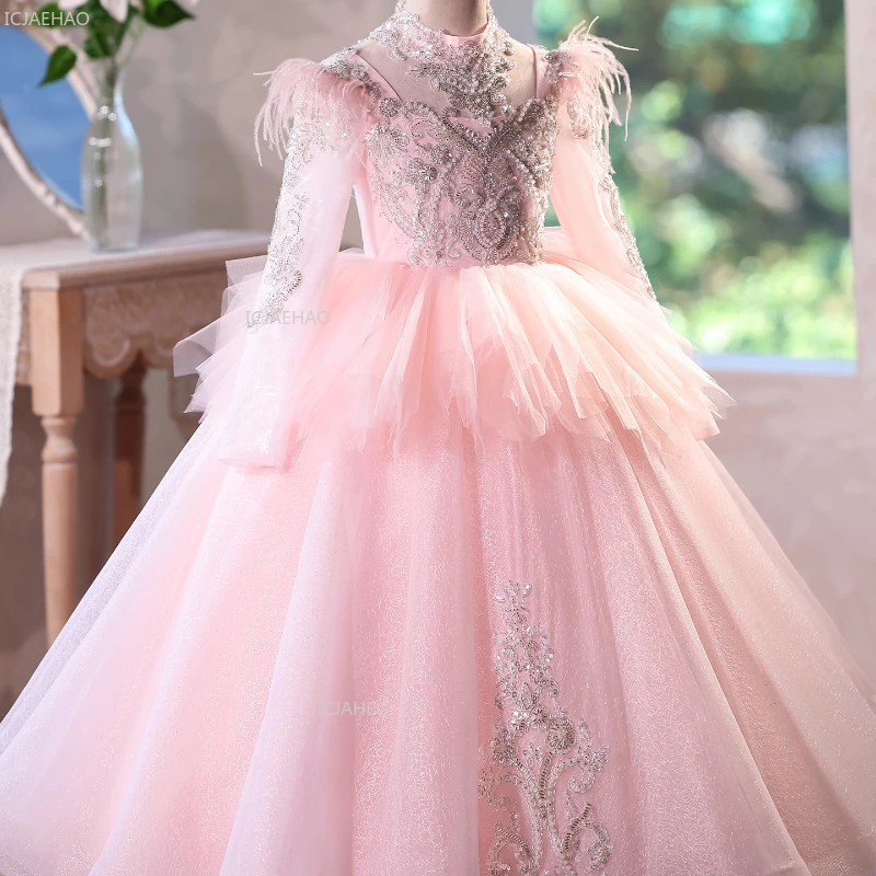 Pageant Dress for Girls Children Princess Party Gown Puffy First Birthday Piano Performance Host Fashion Show Dresses Costume