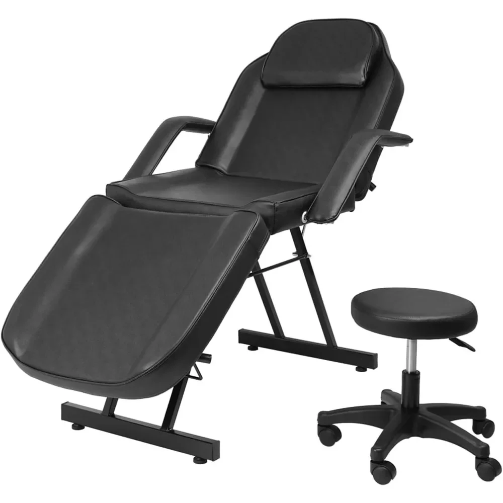 

Multipurpose 3-Section Spa Massage Table with Hydraulic Stool, 73-inch Adjustable Tattoo Chair with Removable Headrest