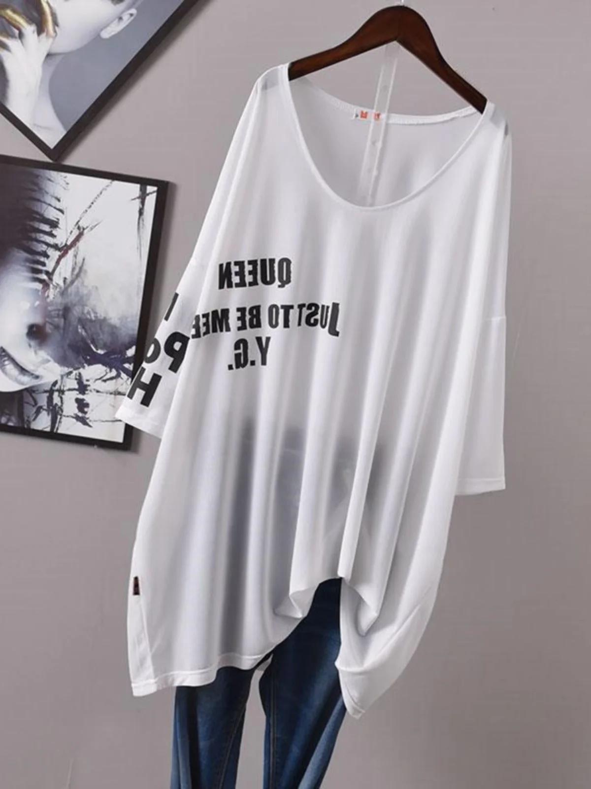 American Style plus Size Loose Fit Short Sleeve T-Shirt for Heavy Sister 300 Pounds Extra Large Size Casual Printed Women's Top