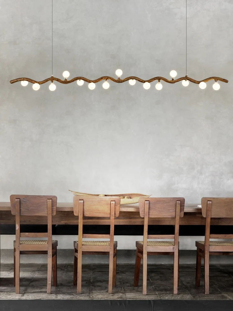 

Modern square wood LED hanging branch chandelier for living room, dining room Indoor ceiling decorative lighting.