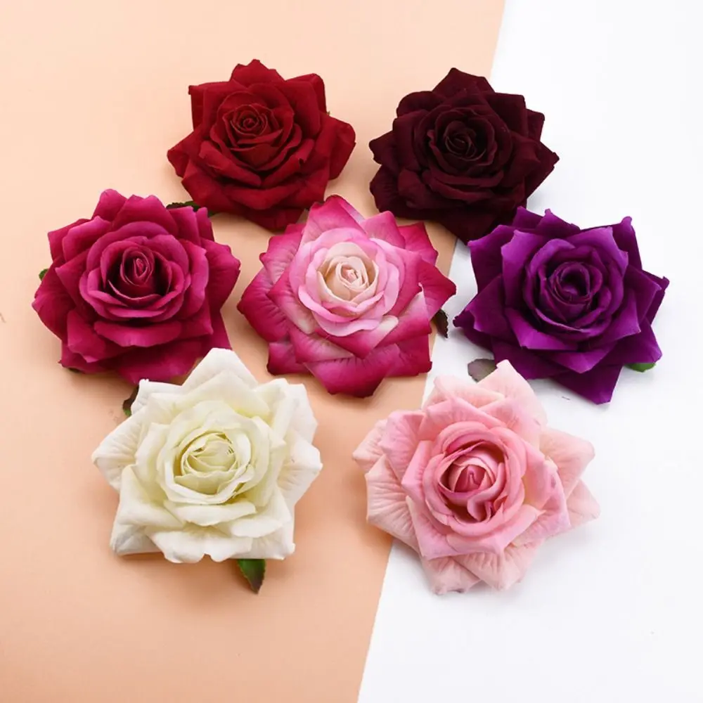 10CM Silk Roses Head Real Touch DIY Artificial Roses Flowers Handmade Non-Fading Fake Flowers Christmas Decor