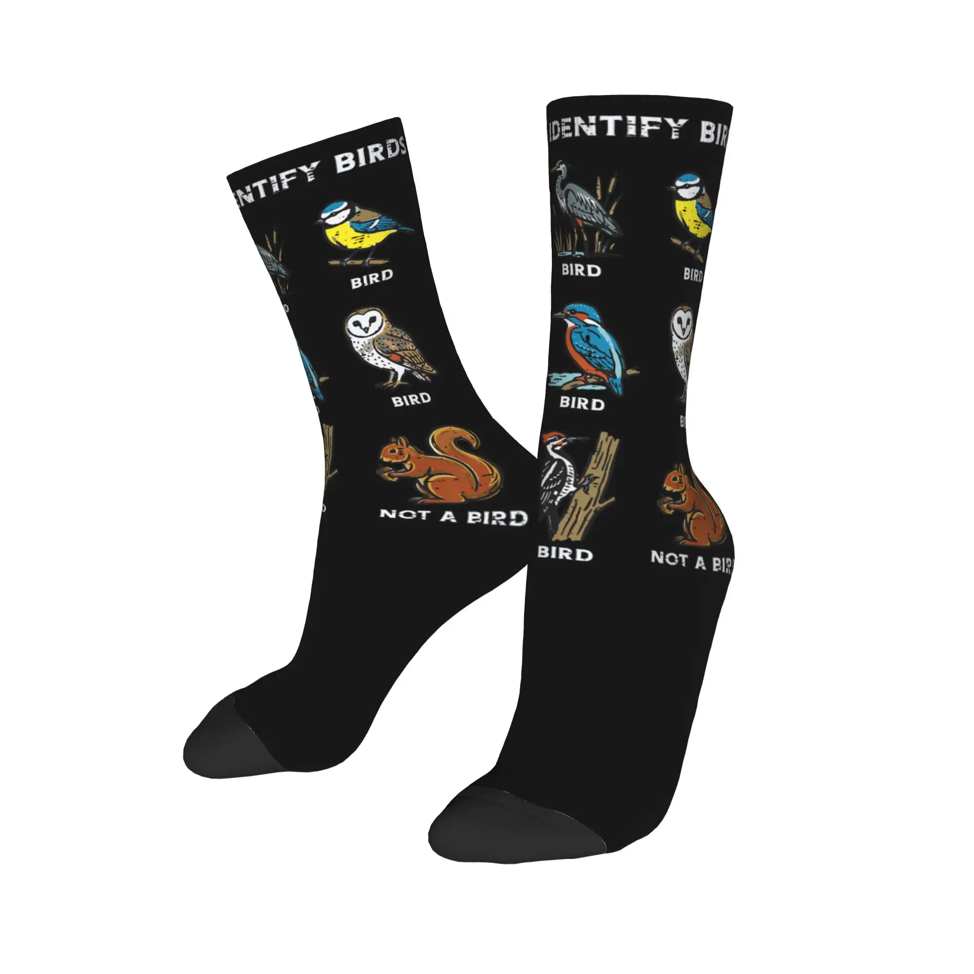 Harajuku How to Identify Birds Birding Bird Watcher Basketball Socks  Polyester Long Socks for Unisex Non-slip