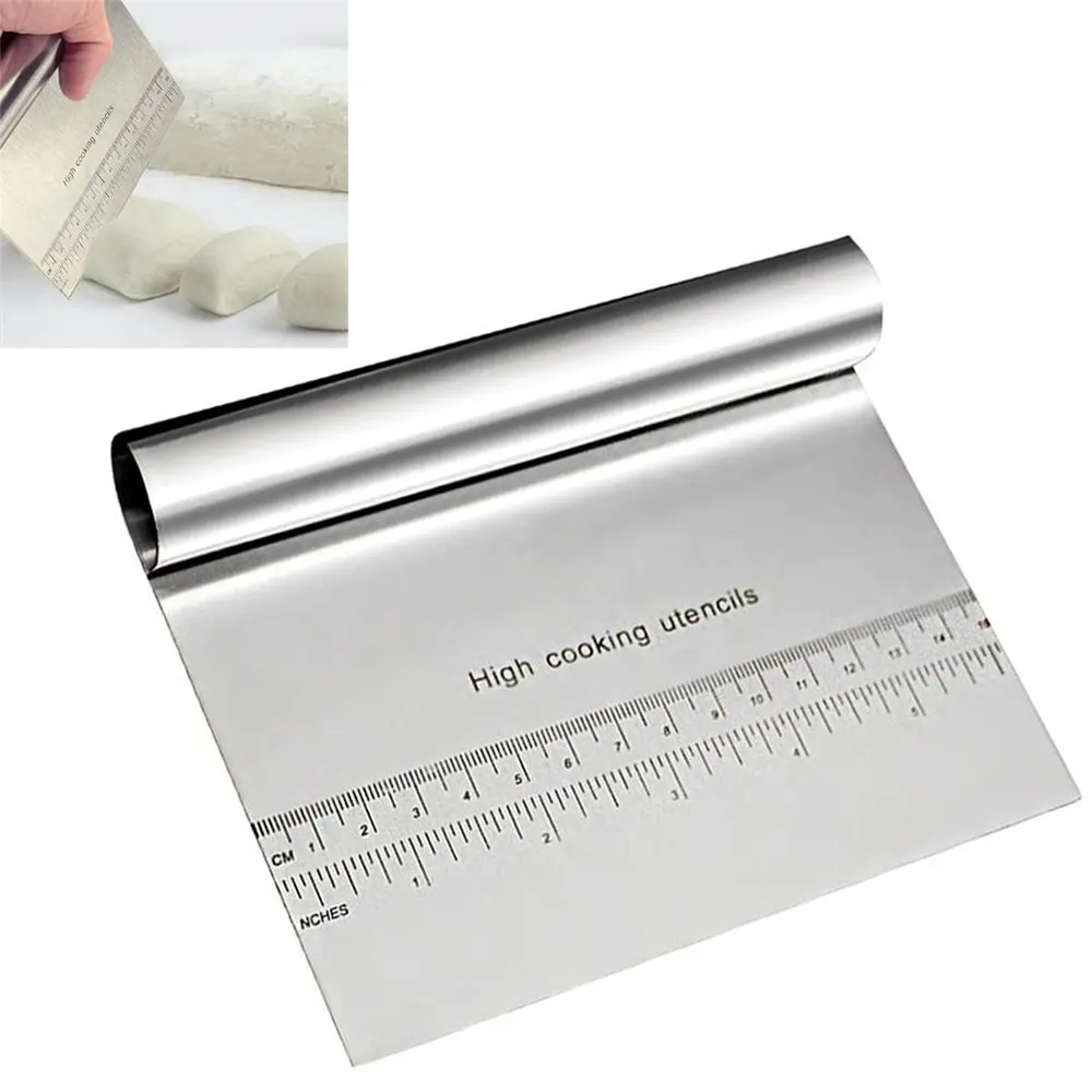 الفولاذ المقاوم للصدأ العجين المعجنات مكشطة البيتزا القاطع المروحية مع مقياس قياس متعددة الأغراض كعكة الخبز فاصل مقياس سكين