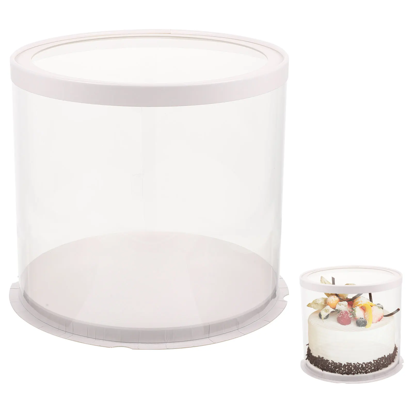 

2pcs Box Round Clear Cake Carrier Birthday Baking Packing Portable Transparent Dessert Container Tall Cake Holder Bakery Storage