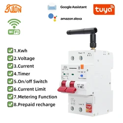 Tuya WiFi Smart Circuit Breaker con misurazione 1P-4P 63A MCB Protezione da sovraccarico e cortocircuito Richiusura automatica Smart Hom