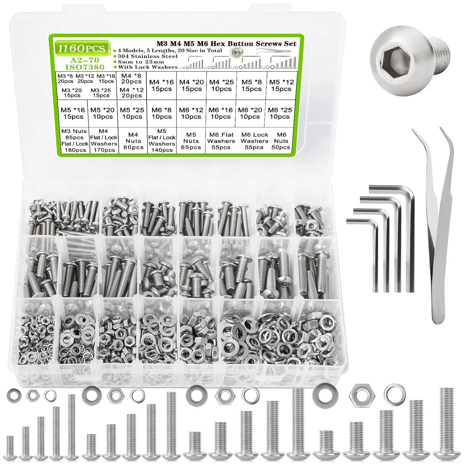 304 stainless steel boxed screw, hexagonal socket screw, cylindrical head screw, nut set combination