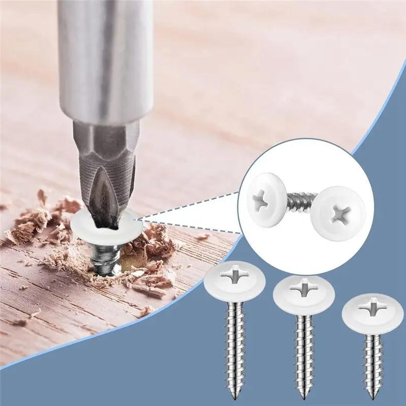 AA14 New 180PCS Wood Sheet Metal Screw Thread Truss Head Fast Self Tapping White Pan Cabinet Screws Wood Work