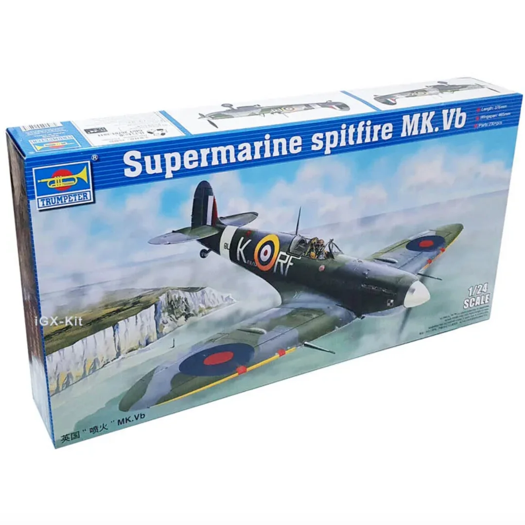 

Trumpeter 02403, масштаб 1:24, Supermarine Spitfire MK Vb, истребитель, военный самолет в сборе, пластиковая модель, игрушечный строительный комплект