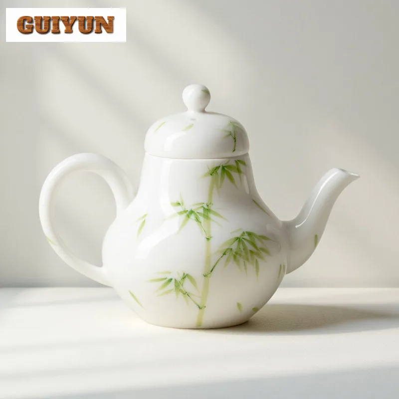 

135ml Hand-painted Green Bamboo Teapot Elegant Tea Infuser Pot Tea Brewing Kettle With Ball Hole Drinkware Supplies Ornaments