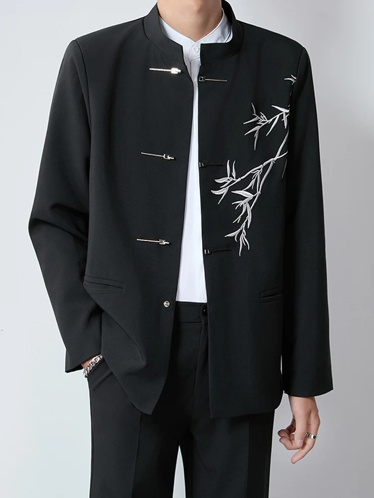 

Ele китайский мужской костюм с вышивкой и воротником-стойкой, джат, лучший мужчина, свадебная мохмужская официальная одежда, повседневная длинная све