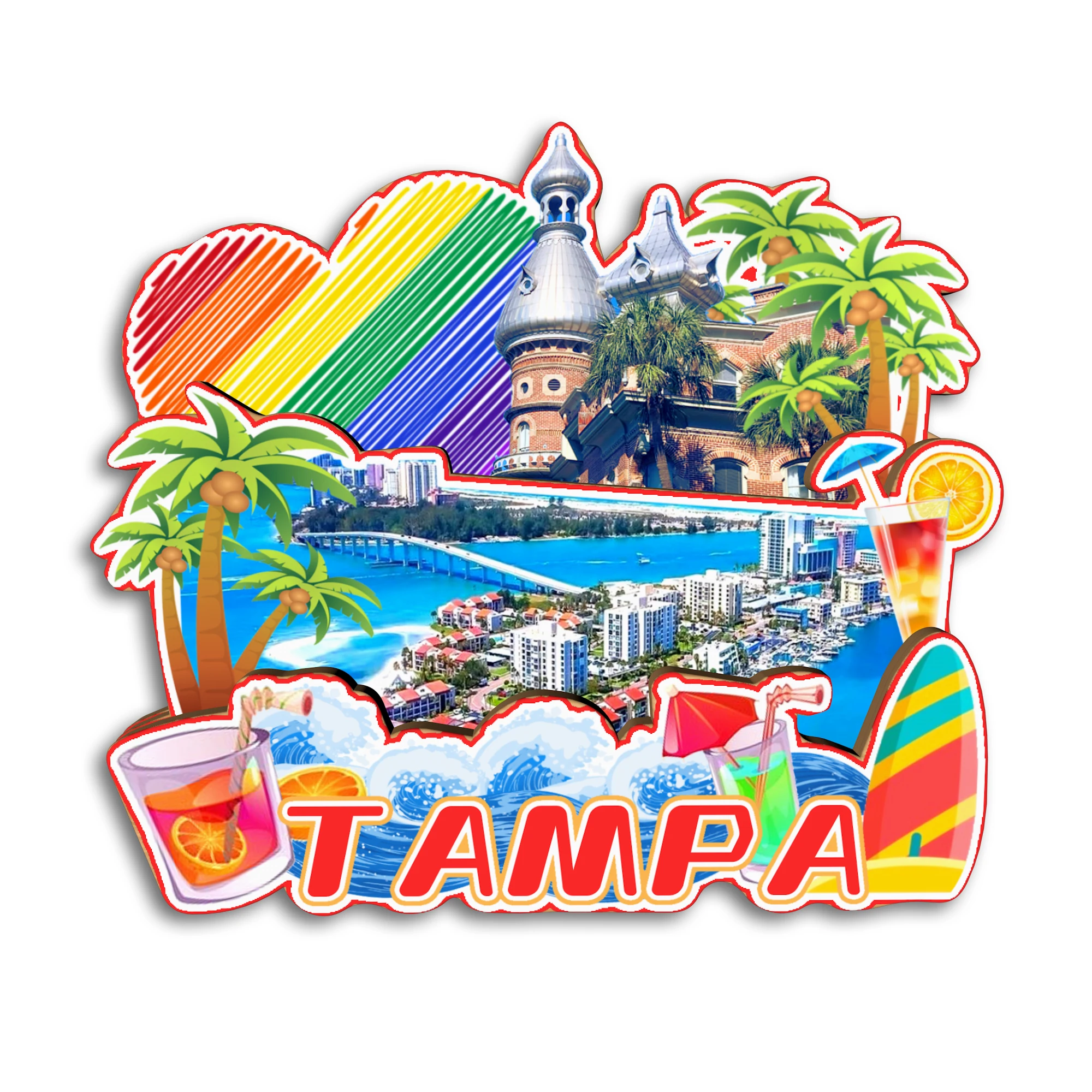 ميامي تامبا أورلاندو جاكسونفيل فلوريدا الولايات المتحدة الأمريكية مغناطيس الثلاجة هدية تذكارية للسفر ديكور هاندماردي #5