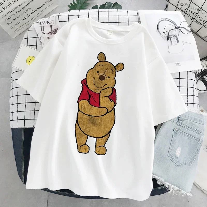 T-shirt oversize donna top Winnie The Pooh Print t-shirt Casual manica corta Femme Contoon Kawaii Y2K maniche corte gotiche