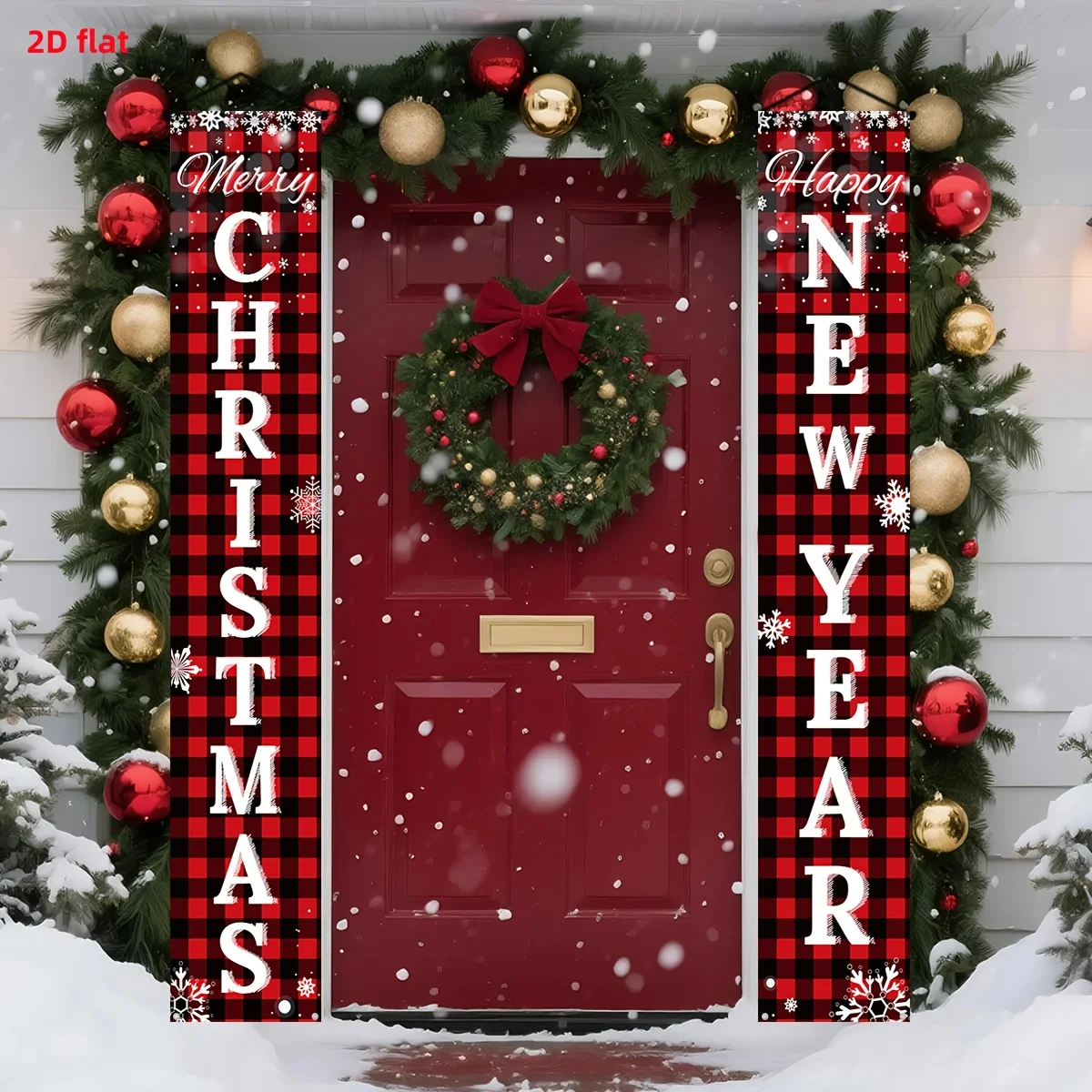 新年のお祝いとクリスマスのお祝いに使えるドアバナー。玄関、中 - Event & Party Supply Photos のレビューと価格