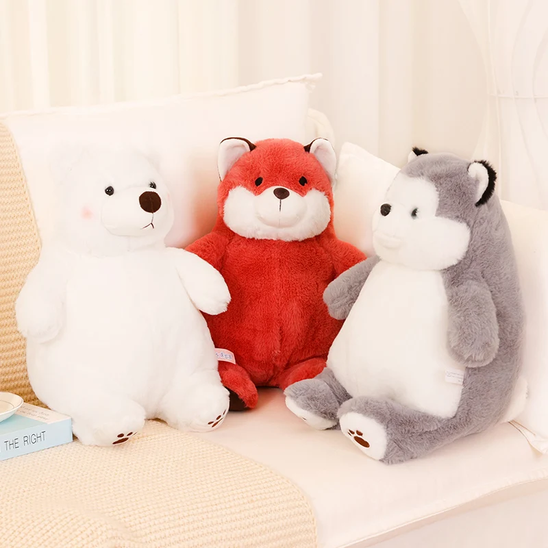 

27/40/55cm Kawaii Fox Plush Toy Cartoon Husky Dog Plushies Doll Cute Polar Bear Soft Throw Pillow Kids Toys for Girls Boys Gifts