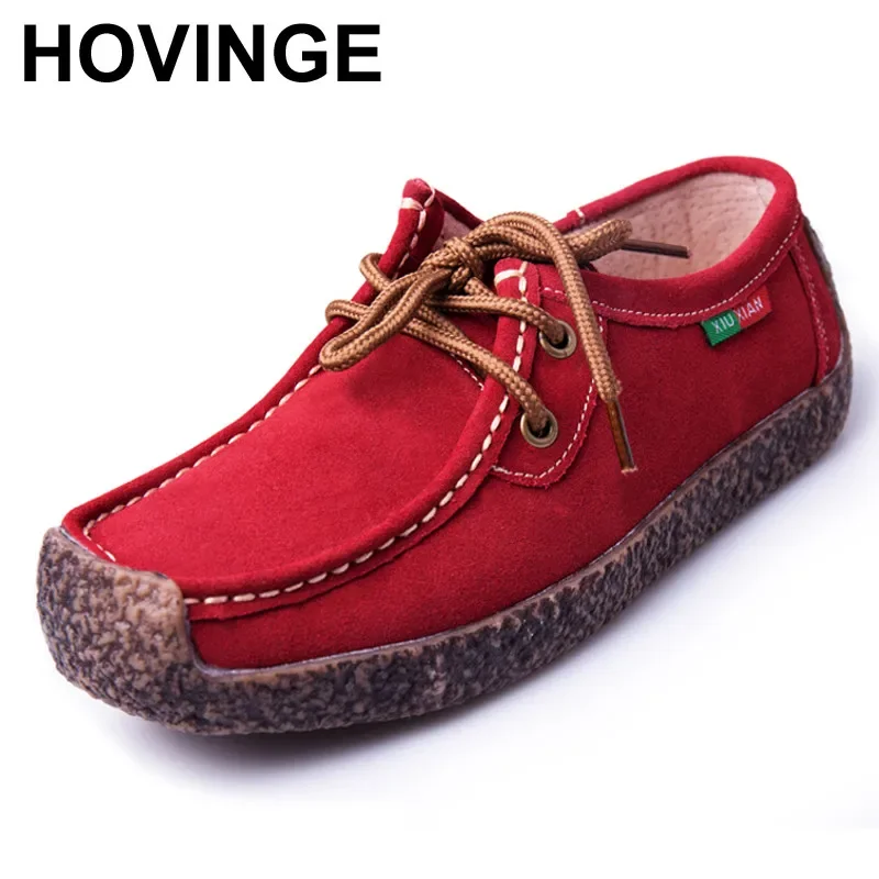 

HOVINGE Woman Casual Flats Shoes Lace-up New Fashion Woman Moccasins Comfortable Footwear Woman's Shoes Breathable Female DTD90