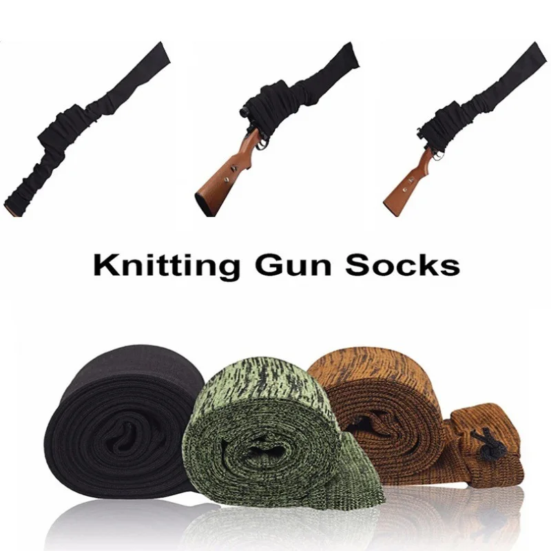 

Hunting sniper holster knitted gun socks polyester rifle shooting rod socks protective sleeve pockets