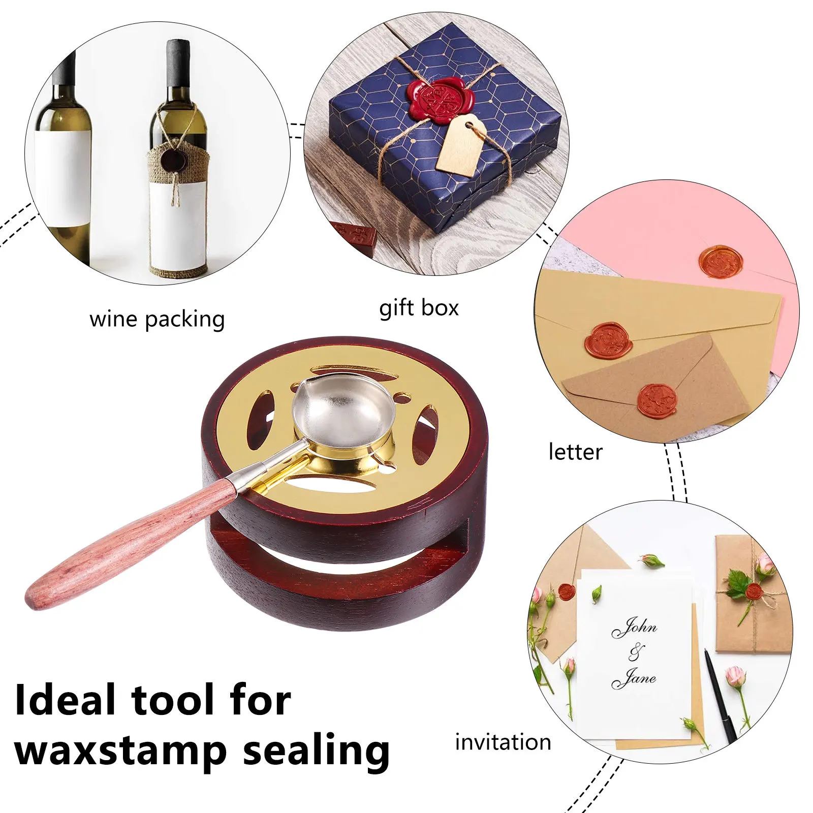 

1 set 1 Set Sealing Wax Melting Tool Wood Stove Spoon Hollow Bottom For Diy Wax Seal Warmer Portable Lacquer Furnace For
