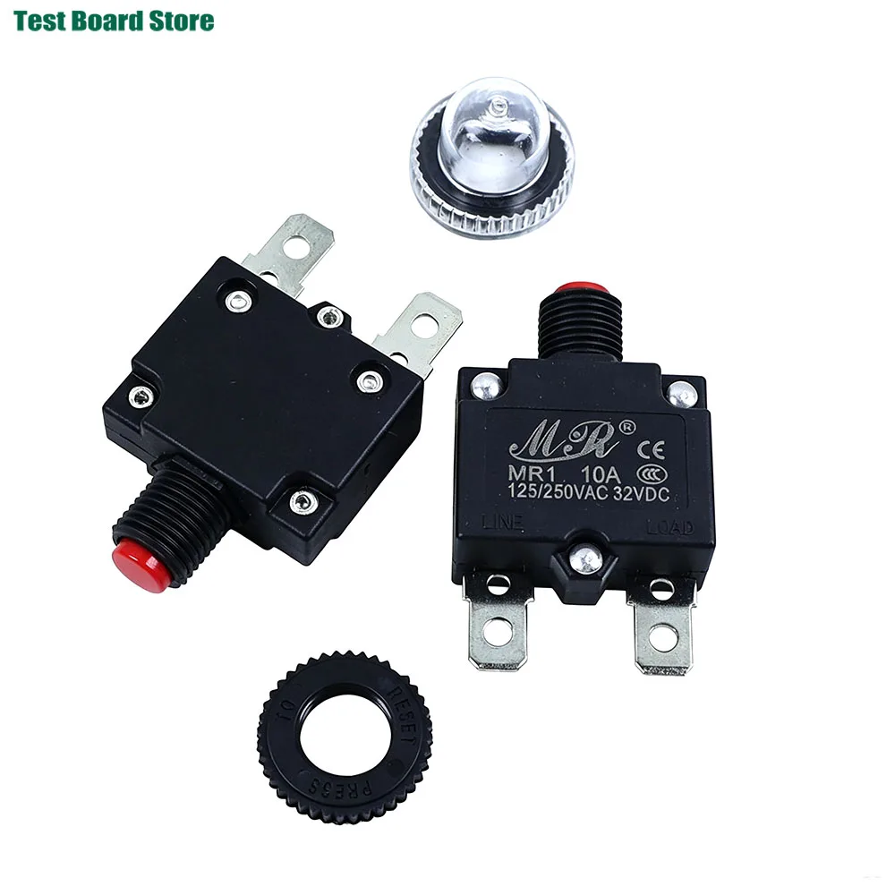 2/5Pcs Circuit Breaker Overload Protector Switch Fuse 3A 4A 5A 6A 7A 8A 10A 12A 15A 20A Resettable With & Without Waterproof Cap
