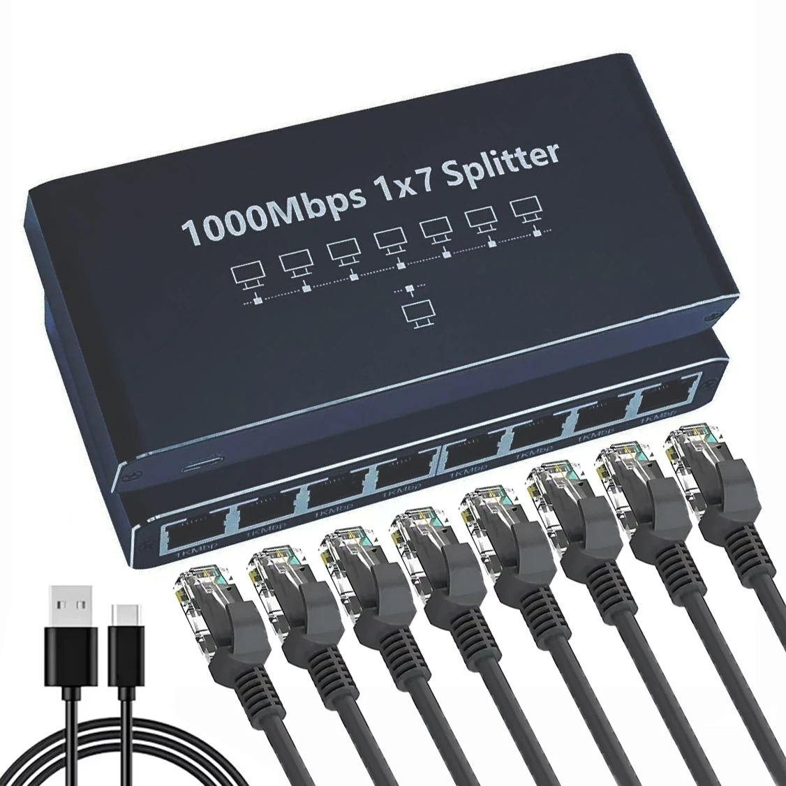 Gigabit Ethernet Splitter 1 to 2/3/4/7 1000Mbps RJ45 LAN Network Splitter for PC Laptop Nintendo Switch Router Internet TV Box