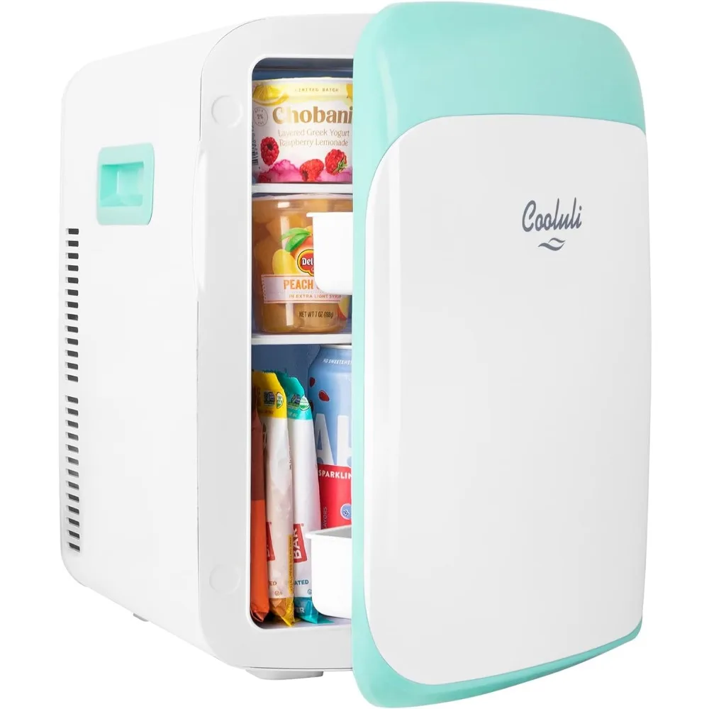 Mini geladeira de 15L, para quarto, carro, escritório-12V refrigerador e aquecedor portátil para alimentos, bebidas, cuidados com a pele, beleza, maquiagem e cosméticos - AC/DC