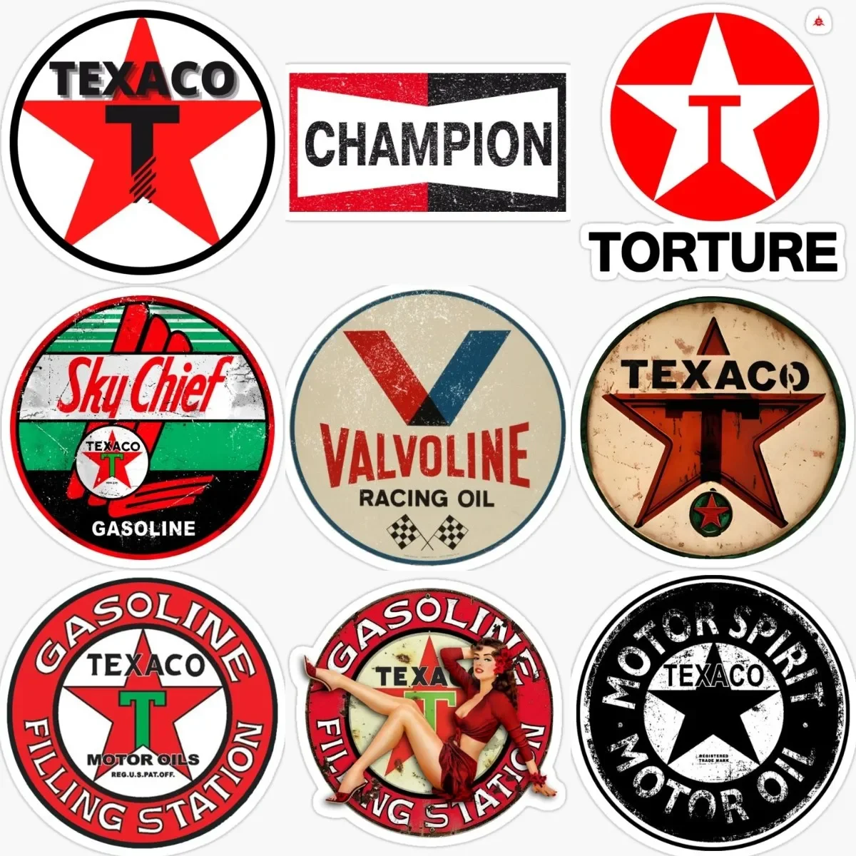 

Vintage Texaco Emblem Creative PVC Waterproof Stickers Accessories for Decorate Car Van Suv Motorcycle Off-road Bumper Wall