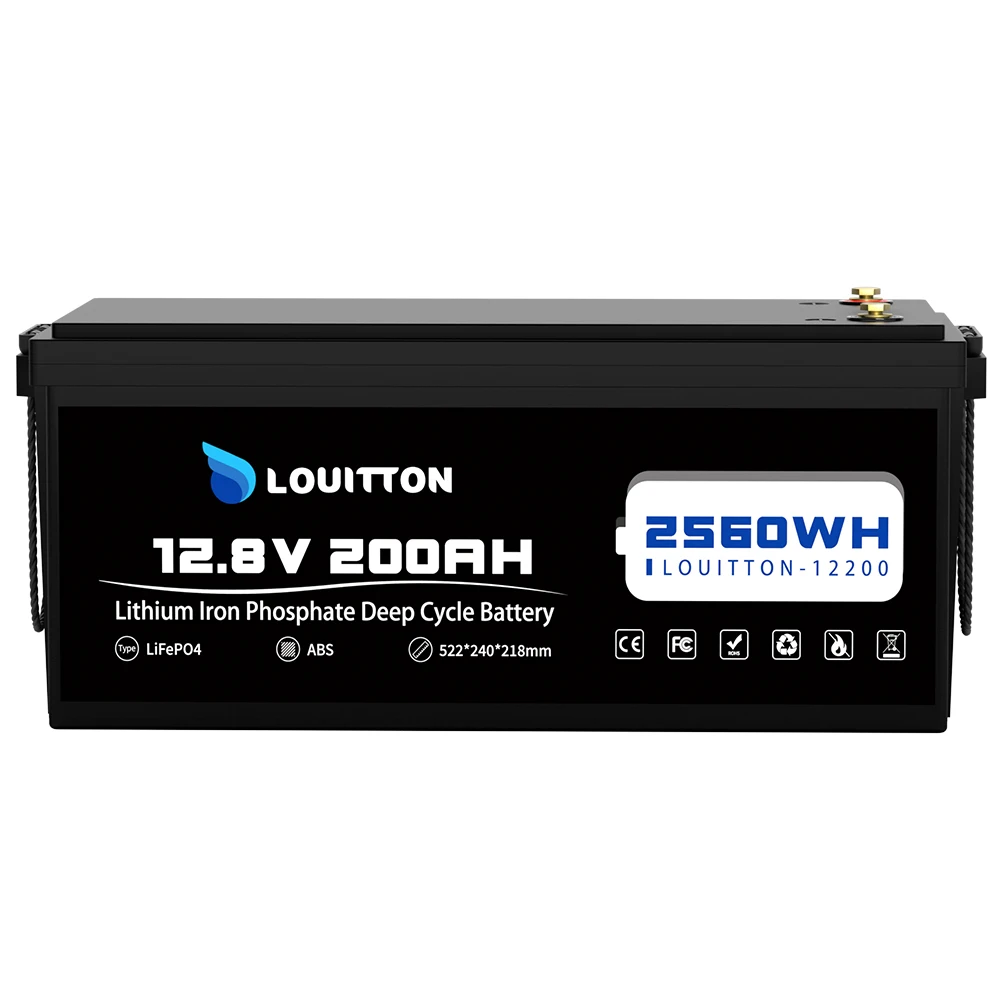 Bateria litowa LiFePO4 12V 200Ah, 200A BMS, akumulator litowy 6000+ głębokich cykli do kampera, systemu solarnego, domu kempingowego, łodzi rybackiej