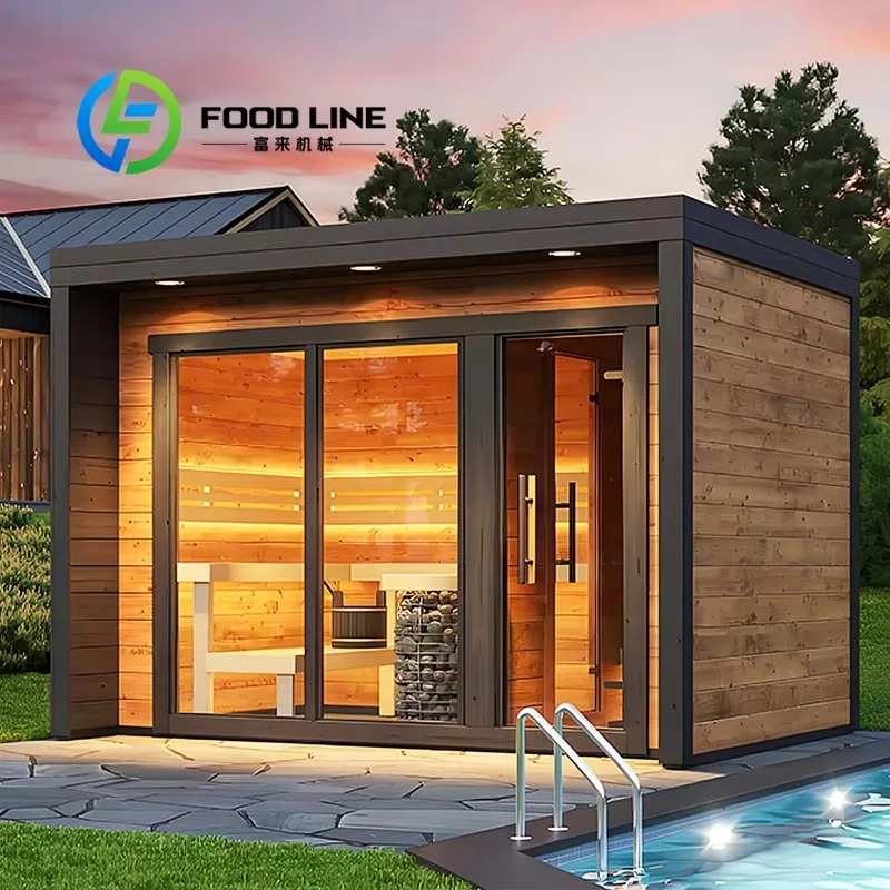 

Outdoor 4 Person Portable a Frame Cabin Infra Red Outdoor Saunas House with Steam Room and Infrared Full Spectrum Sauna