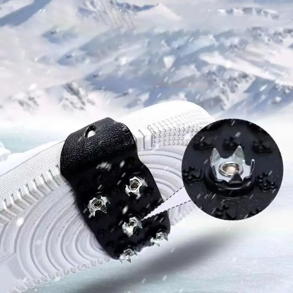 1Pair 5-Stud Anti-Skid Shoe Covers Wear-resistant Non-Slip Snow Claw Shoe Covers Walking Hiking Accessories Universal