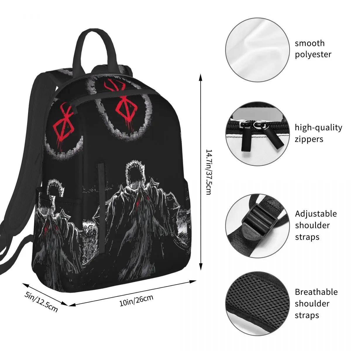 Guts Sword In Berserk Anime Backpack Student BookBag Kids School Bag Laptop Shoulder Bags Boys Girls