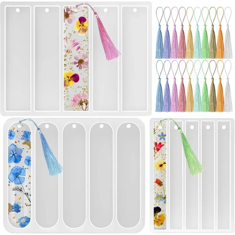 3Bookmark mold set，Small and medium-sized rectangular bookmark resin mold set，Including20A tassel，ApplicableDIYEpoxy resin casti