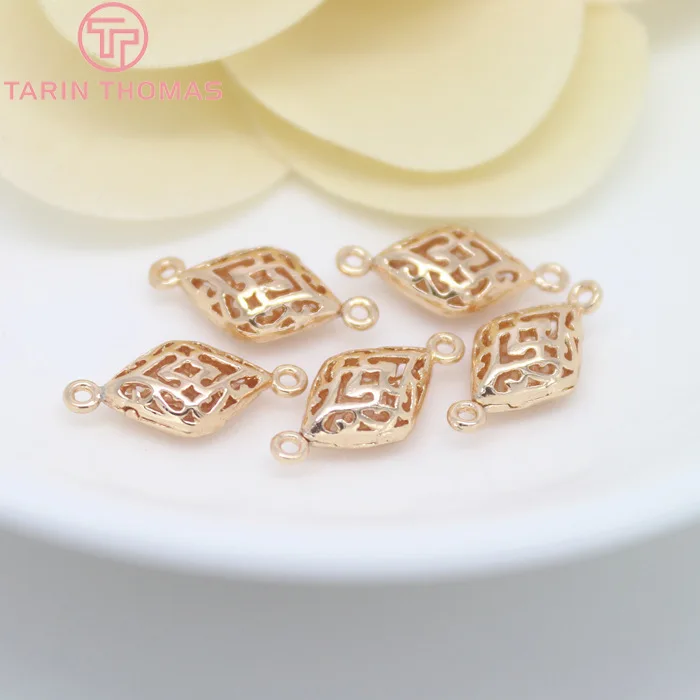 (2343)10PCS 16.5x8MM 24K Champagne Gold Color Brass Prismatic 2 holes Connect Charms Pendants High Quality Jewelry Accessorie