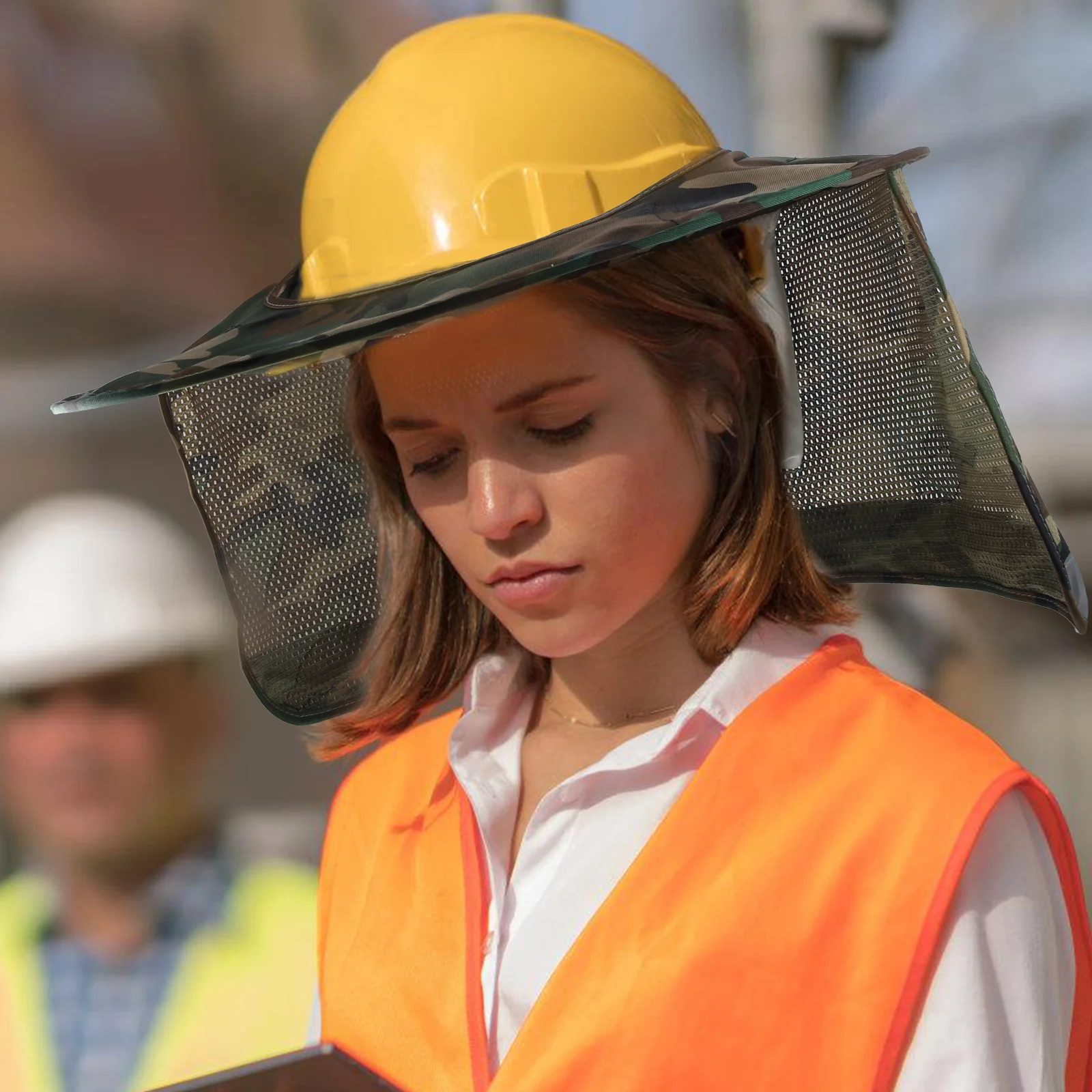 

Hard Hat Sun Shade Head Cover Tear Resistant Neck Protector Outdoor Construction Hat Visor Breathable Polyester Shade Accessory