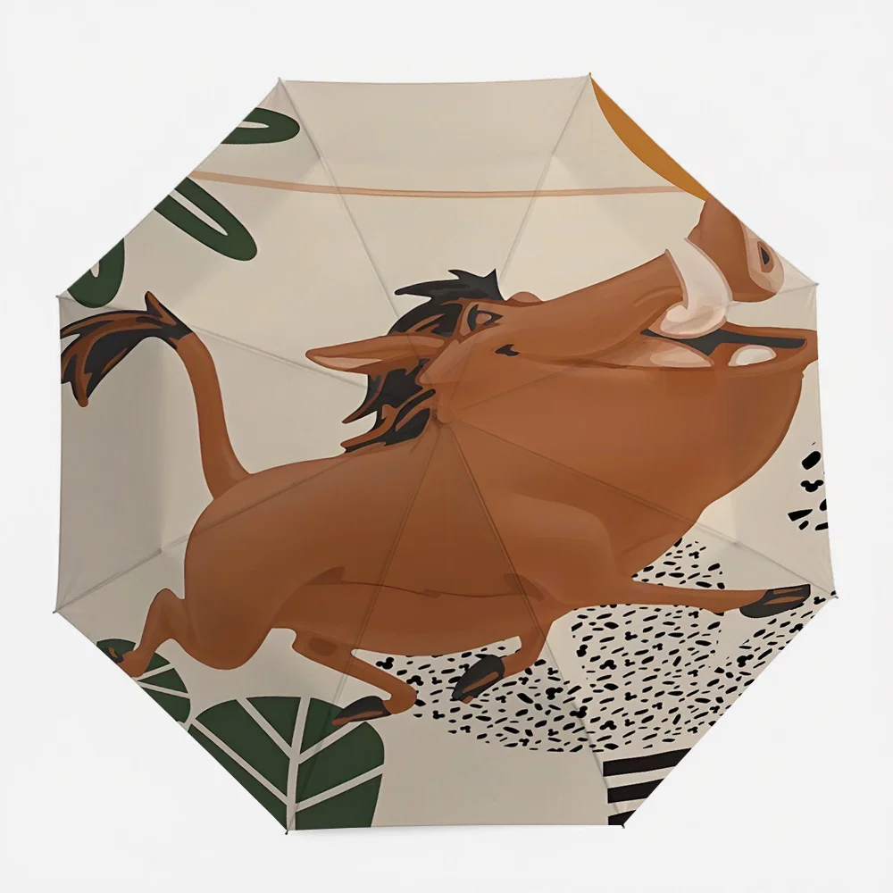 

Автоматический складной зонт с принтом «Дисней: Король Лев» и Пумбой, портативный водонепроницаемый ветрозащитный зонт для путешествий для детей