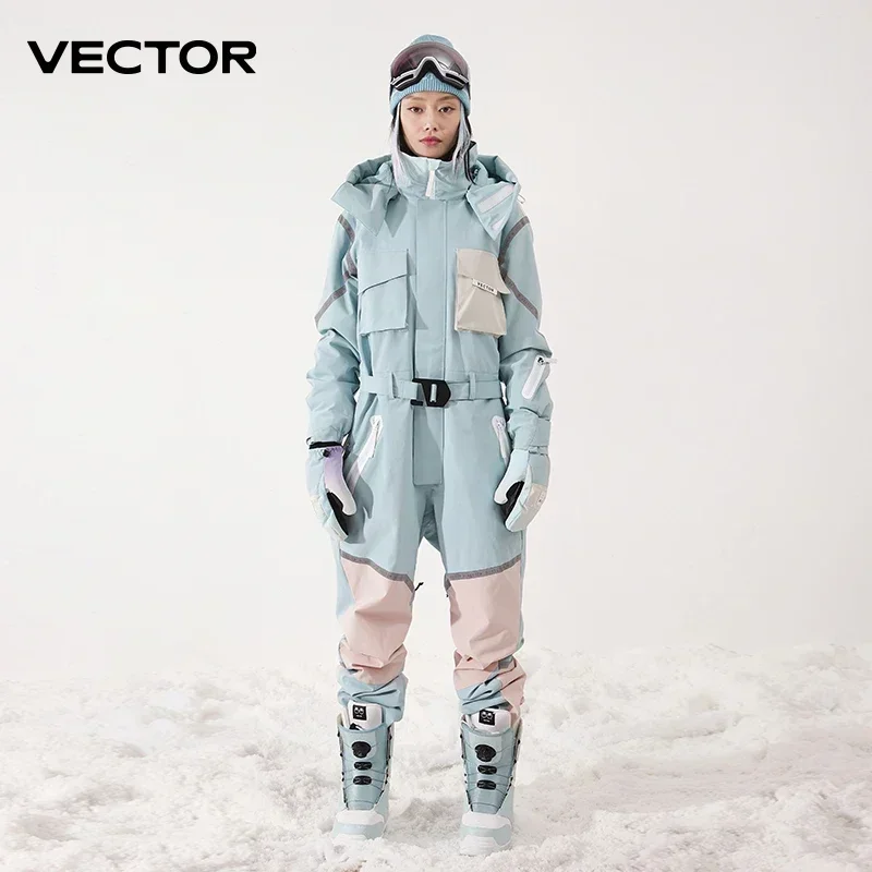 Thick Men Women One-Piece Ski Jumpsuit Outdoor Sports Snowboard Jacket Warm Jump Suit Waterproof Winter Clothes Overalls Hooded