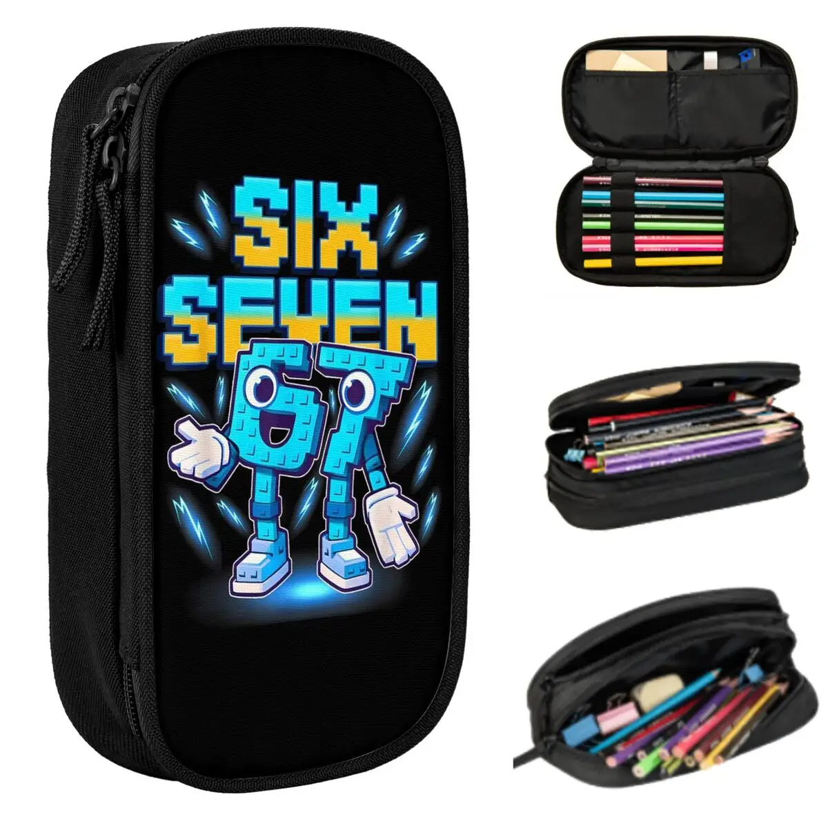 Number 67 Building Blocks Print Pencil Case for Boy Girl Gifts Pen Box Pencil Bag Stationery Supplies Pen Holder Bag
