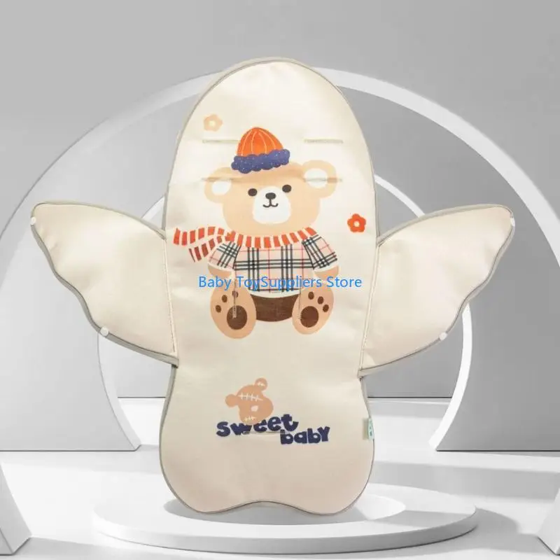 R1WF Cartoon Pattern Ice Silk Strollers PAD PAD يضمن ركوب الخيل المريحة للطفل مع أو بدون وسادة مسند الرأس