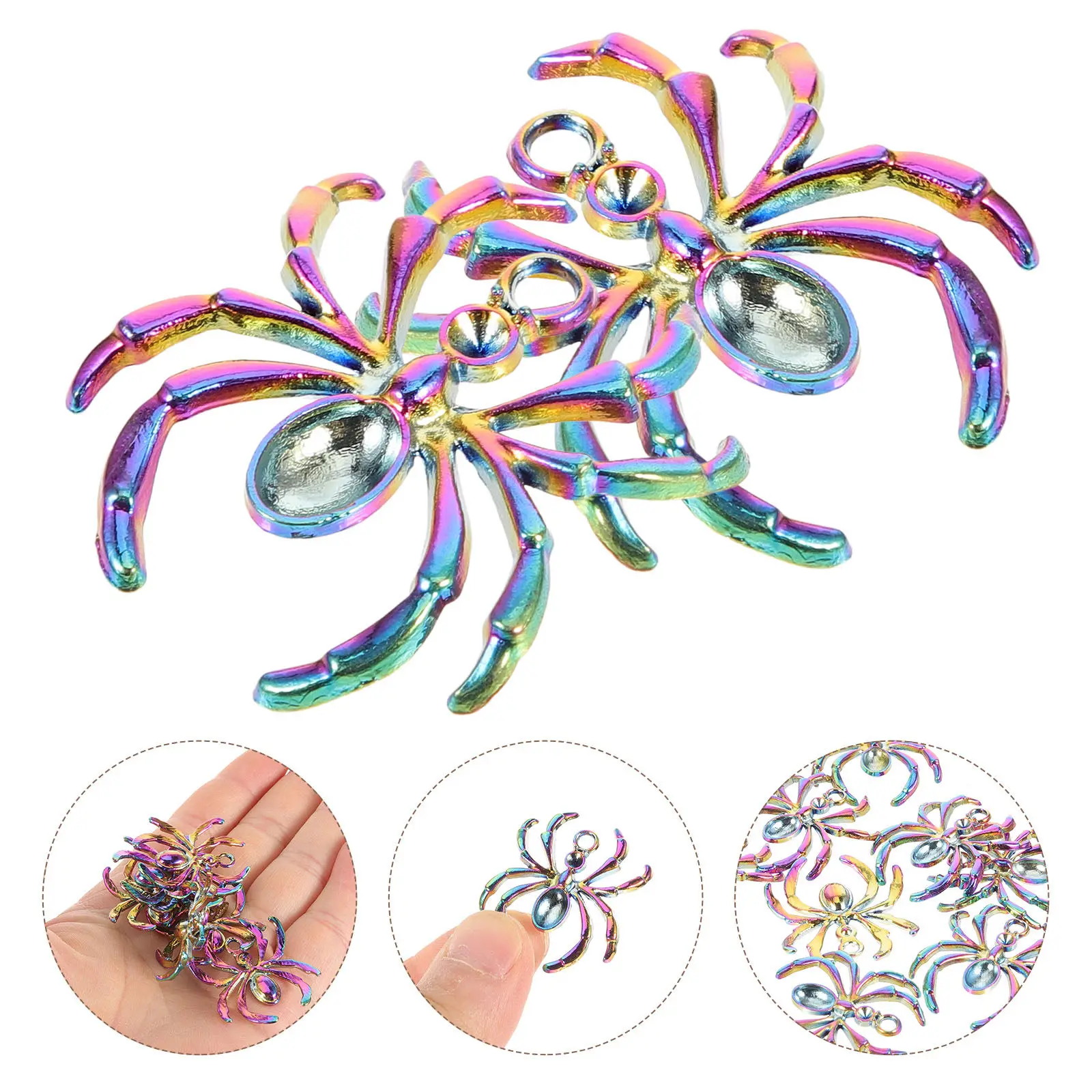 

20 шт. подвесок-пауков из сплава для изготовления ювелирных изделий, фурнитура для ожерелий, браслетов, серег, поделок на Хэллоуин, металлические висячие украшения