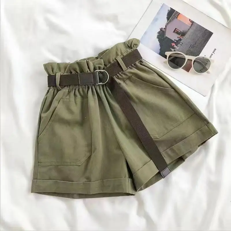 Summer Elegant Casual High Waist Shorts Women Solid Wide Leg Loose Cotton Short Pants 2024 Korean Sweet spicy Girls Y2k Shorts