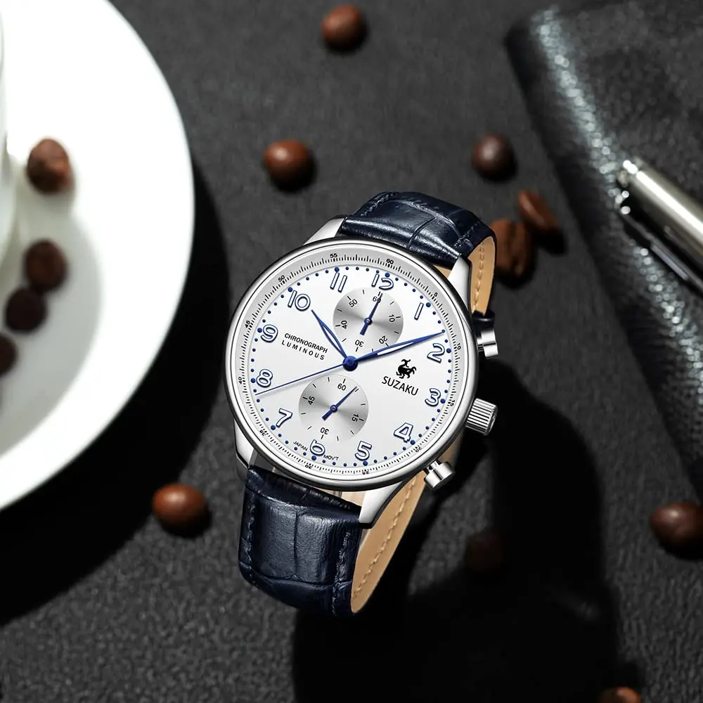 Neue PAGANI DESIGN Business- und Freizeit-Herren-Quarzuhr, wasserdicht, 100 m, Luxus-Leder, Sport-Quarz-Chronograph