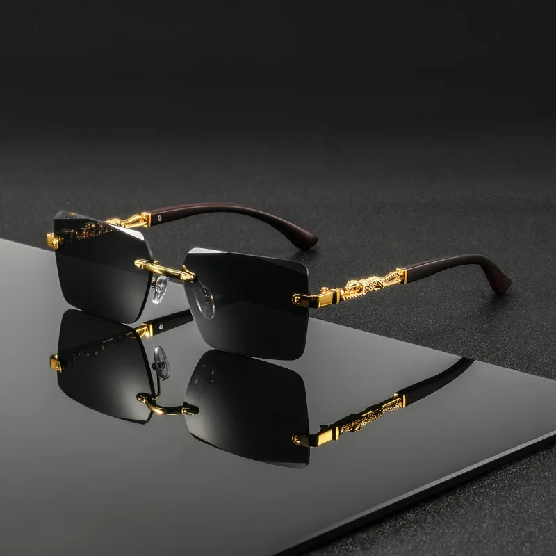 1pcs Men Vintage‑Style Metal Square Frameless Glasses, Elegant Versatile Trendy Eyeglasses