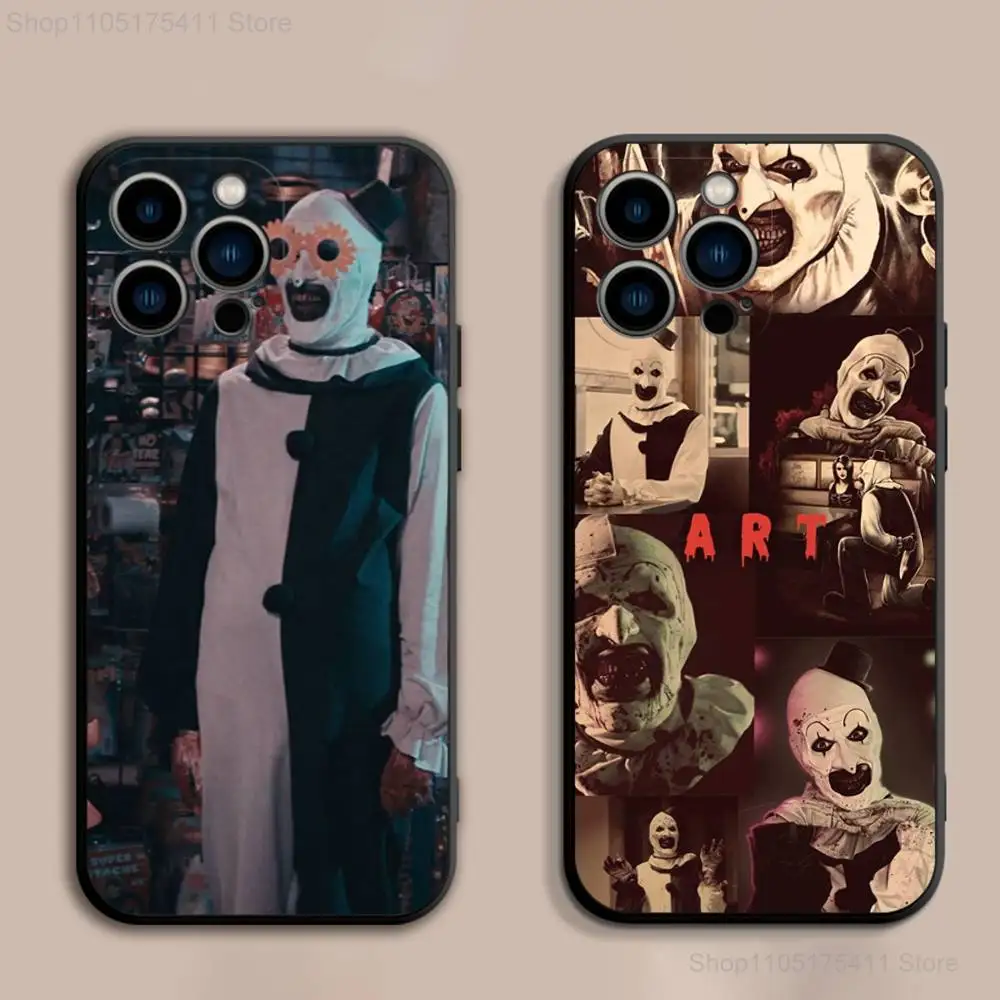 Divertida funda de teléfono A-Art the C-Clown para iPhone 17,16,15,14,13,12,Pro,Max,Plus,E,SE4,Air,Mini funda suave negra