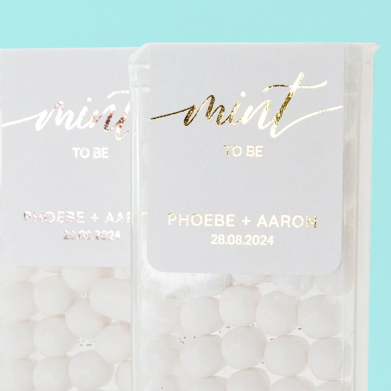 

Personalized Wedding Sticker Label Custom Mint To Be Sticker with Name and Date Wedding Candy Sticker MINTS NOT INCLUDED!
