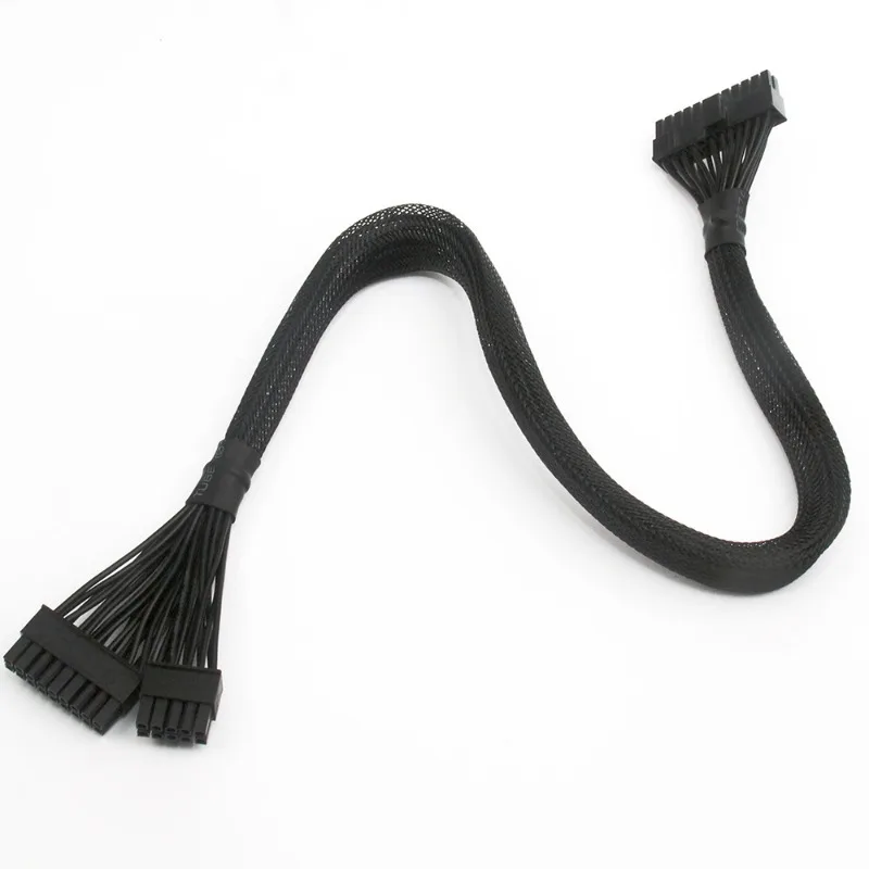 Durable 18+10pin to 24Pin Sleeved Power Cable For EVGA G1 P2 T2 PSU Modulars Black Meshed Line W3JD