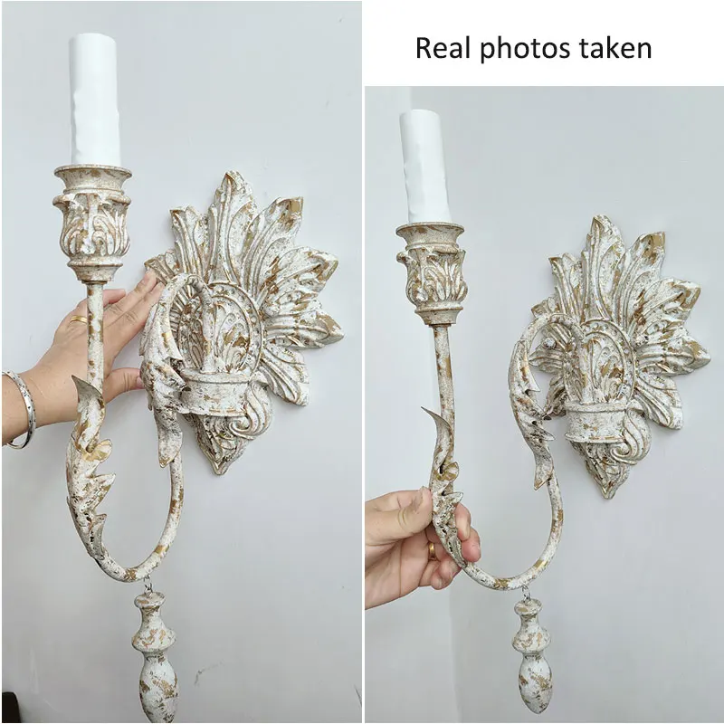 

American Vintage Wall Lamp Creative Iron Bedroom Bedside Lamp Villa Corridor Living Room Wall Light Church Antique Lamp