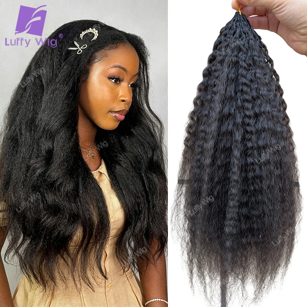 Miracle Knots Crochet Human Hair Kinky Straight Burmese Curly Feather Crochet human hair Micro Pre Looped Invisible for Women