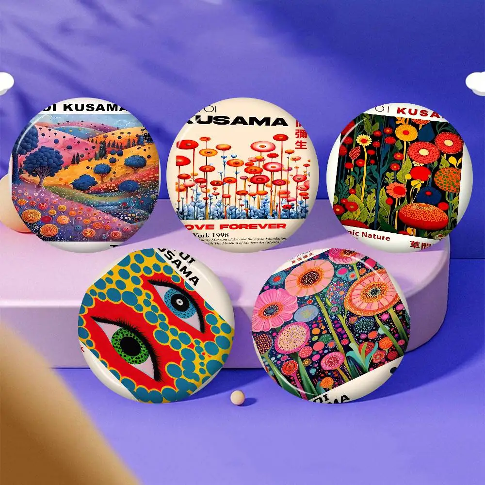 Nordic Japanese Yayoi Kusama Infinite World Colorful Photo Brooches Creative Round Badge Gifts Pins 32/44/58mm