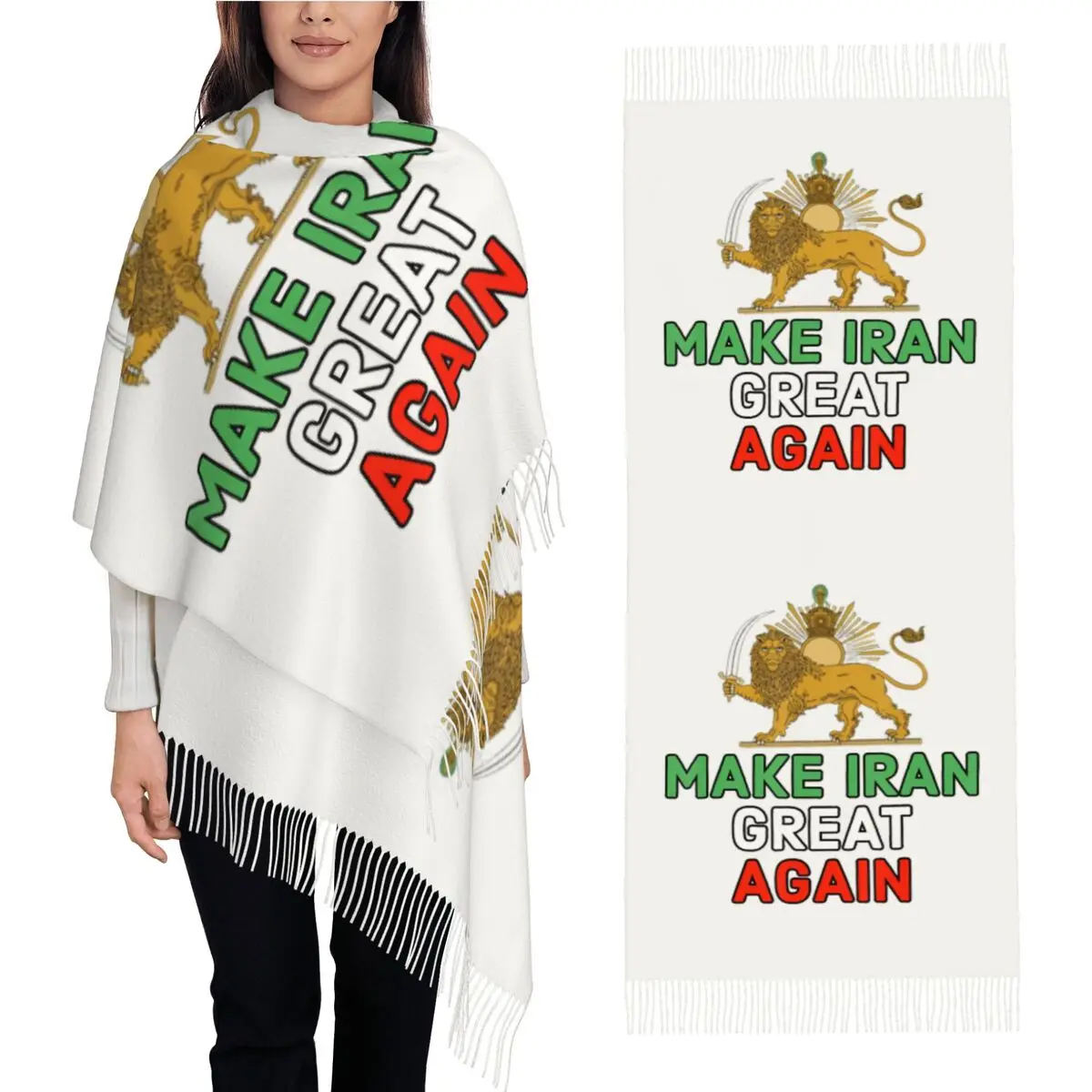 

Warm Soft Scarf Winter Make Iran Great Again Persian Lion And Sun Shiro Khorshid Shawl Wraps Custom Bandana Headwear Scarves