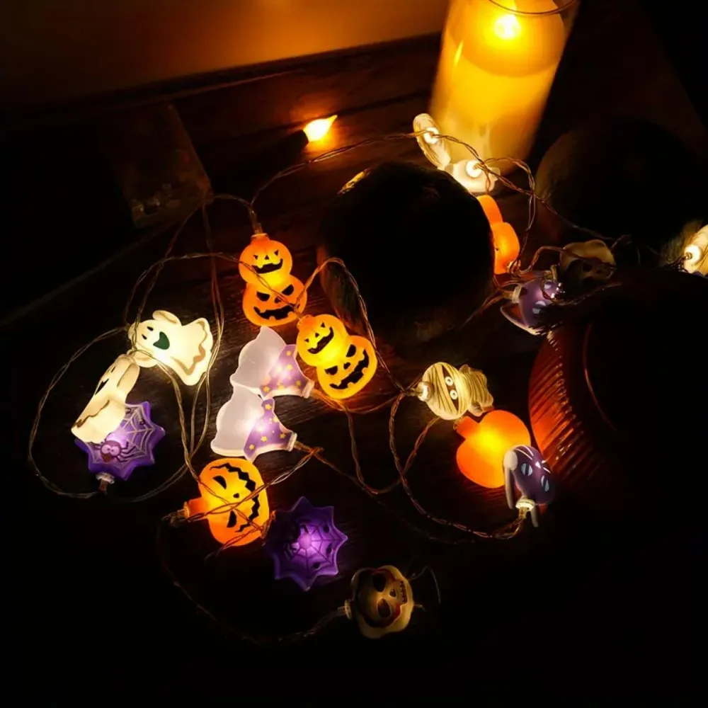 1PC 1.5M10LED/3M20LED Halloween Battery Box 8-Element Light String,Without Battery,used for Halloween,autumn harvest decoration