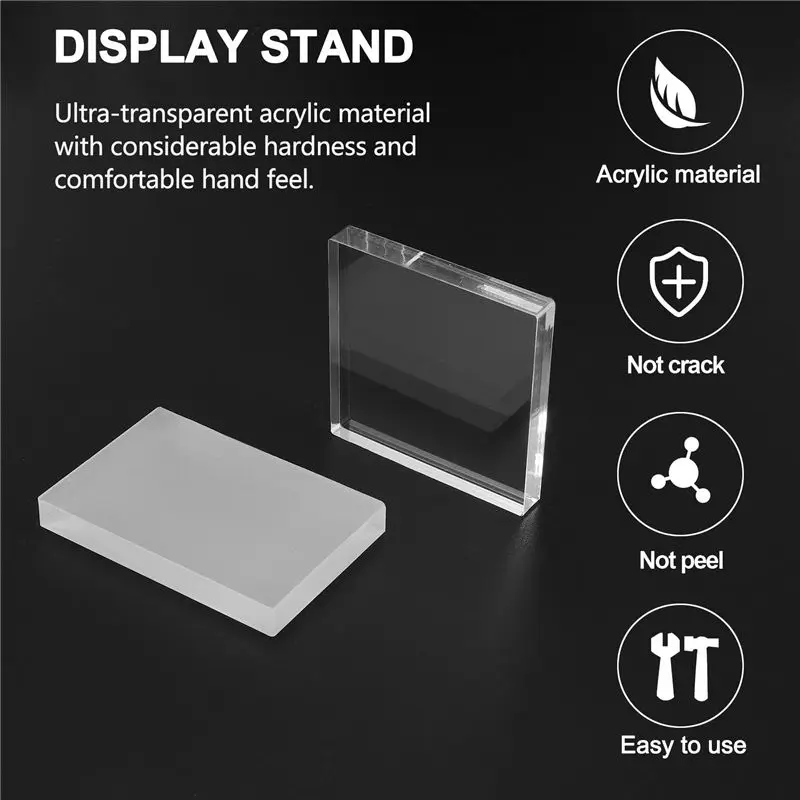 feelfeel 5Pc Clear Stamp Acrylic Block Set for Transparent Acrylic Stamp Pad DIY Scrapbooking Clear Acrylic Display Riser Stands
