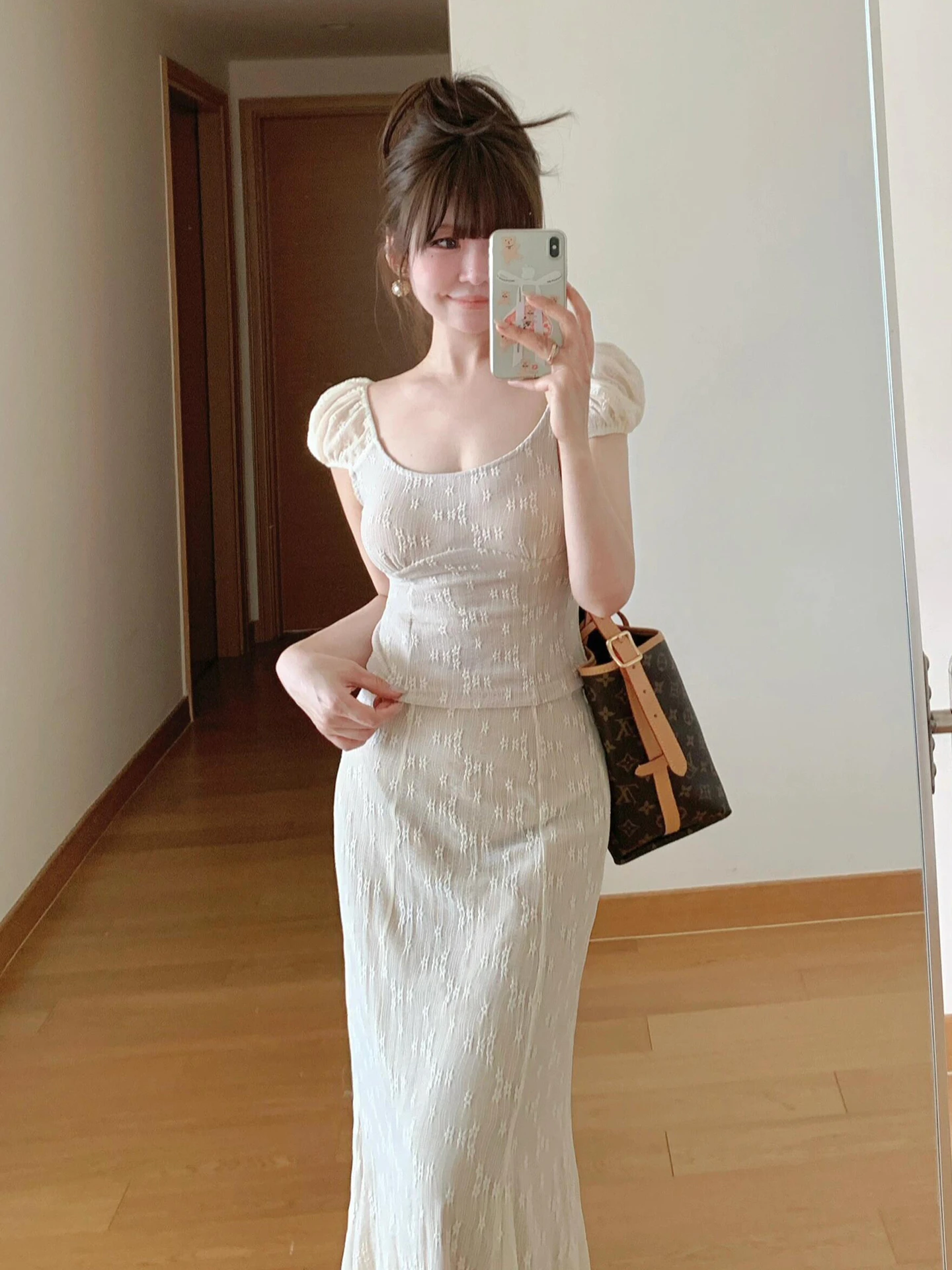 

Новая женская летняя юбка-макси Ele White Lace с вырезами, уникальная, красивая, с завышенной талией, А-силуэт, в стиле Sweet Sle